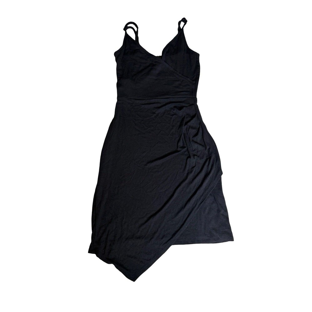 GOLDRAY asymmetrical Fraidy Black body con mini Tank Knit Dress Wrap Sz S D115